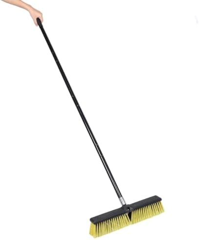 Heavy Duty Outdoor Push Broom with Pp Bristles for Concrete and Floor Cleaning, 80cm Long Handle Yard Broom for Driveway and Patio Sweeping