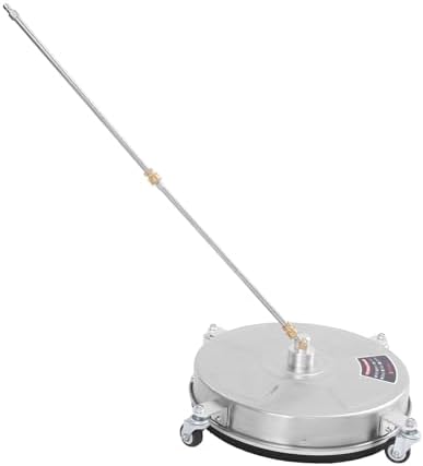 18" Pressure Washer Surface Cleaner with 4 Wheels, Stainless Steel Surface Cleaner for Driveway, Patio, Deck, Concrete, 2 Nozzles, 33.9” Pole, 1/4” Quick Connect, 5000 PSI