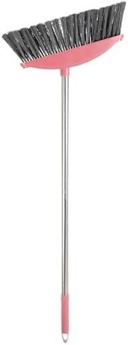 Heavy Duty Broom Stainless Steel Commercial Broom Long Handle Brush Floor Wiper Sweeping for Cleaning(Pink)
