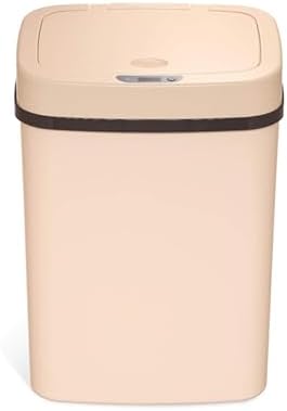 Touchless Motion Sensor Trash Can with Lid, Automatic Infrared Garbage Bin, Narrow Rectangular Bathroom Kitchen Bedroom Office Waste Basket, Soft Close Quiet Seal, Removable Inner Ring (Cream)