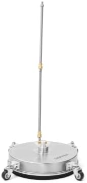 Dapper Supply 15 in. Pressure Washer Surface Cleaner in Stainless Steel w/Wheels, 4000 Max PSI, 3/8" Connector & 2 Extension Wands. Ideal for Driveways, Sidewalks, Patios, Decks