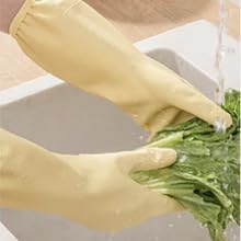 3 Pairs Dishwashing Gloves for Women, Soft Skin-Friendly Rubber Kitchen Gloves for Dish Washing & Cleaning