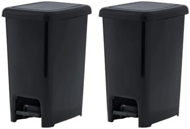 Superio Slim Trash Can with Foot Pedal – 6.5 Gallon Step-On Trash Can with Lid, Medium Plastic Garbage Can, Trashcan for Bathroom, Kitchen, Office, Bedroom, Dorm, Patio – Black, 2