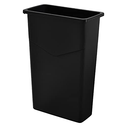 Global Industrial Slim Trash Container with Open Top, Plastic Construction, | 23 Gallon Capacity, 20"W x 11"D x 30"H, For Indoor Use, Lid Sold Separately, Black