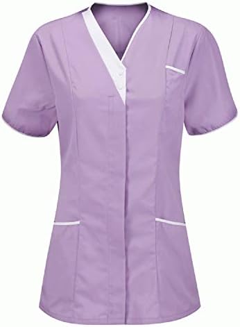 Lightweight Nursing Scrubs for Women Housekeeping Uniforms for Women Short Sleeve Scrub Tops Cleaning Uniform