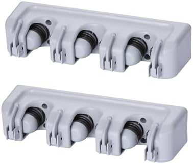 Togu 2 Pack Mop and Broom Holder Wall Mounted 3 Position Storage Rack with 4 Retractable Hooks Holds up to 7 Tools Utility Weatherproof Holder for Garage Storage Systems Broom Organizer,Gray