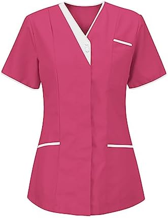 Lightweight Nursing Scrubs for Women Housekeeping Uniforms for Women Short Sleeve Scrub Tops Cleaning Uniform