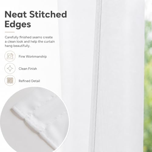 Aquazolax Sheer Door Curtains Light Filtering, Solid Voile Curtain with Top and Bottom Rod Pocket for Front Sidelight French Small Windows, Privacy Curtain that Let Light in, 25" x 40", Pure White