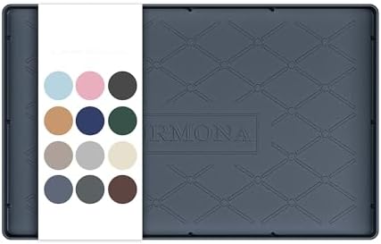 URMONA Under Sink Mat 16 x 10 in, Waterproof Silicone Cabinet Protector | Waterproof, Oil-Resistant, Raised Edge, Cabinet Liner, Shelf Protector, Pet Food Mat, Storage Mat, Easy to Clean, Dark Grey