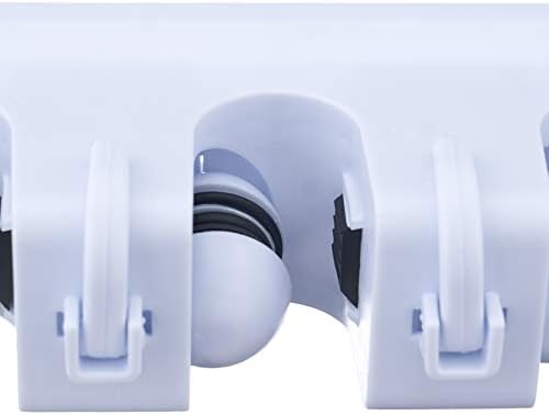 Superio Mop and Broom Holder Wall Mount White (2 Pack) Cleaning Tools Wall Organizer, 5 Rack Slots and 6 Hooks for Kitchen Closet Garage Garden and Office.