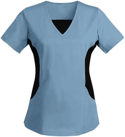 Women's Scrub Top V-Neck Tops, Moisture Wicking and Stretch Breathable Housekeeping Uniforms, Medical Nurse Shirt