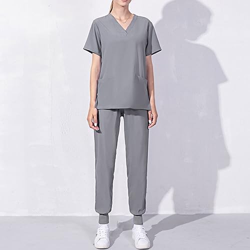 Cleaning Short Sleeve Scrubs for Women Set Stretchy Housekeeping Uniform Nurse Scrub Sets for Woman