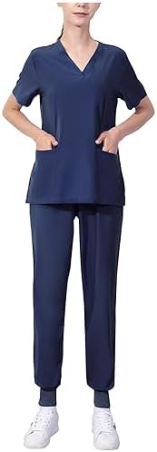 Cleaning Short Sleeve Scrubs for Women Set Stretchy Housekeeping Uniform Nurse Scrub Sets for Woman