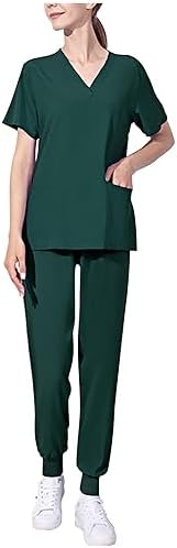 Cleaning Short Sleeve Scrubs for Women Set Stretchy Housekeeping Uniform Nurse Scrub Sets for Woman