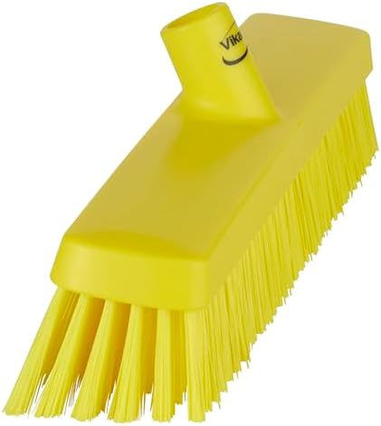 Vikan 31756 16" Heavy-Duty Push Broom, Soft/Stiff, Yellow