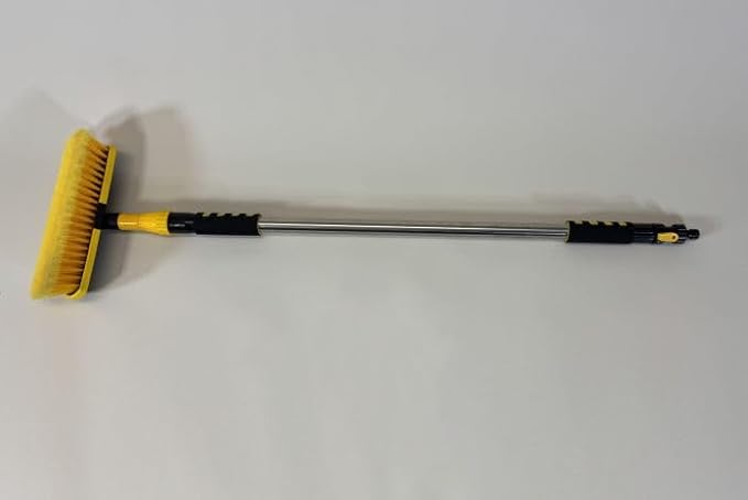 2-in-1 Scrub Brush with Hose Hookup & Squeegee – Deep Cleaning Made Easy