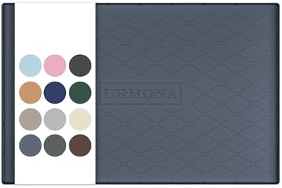 URMONA Under Sink Mat 34 x 19 in, Waterproof Silicone Cabinet Protector | Waterproof, Oil-Resistant, Raised Edge, Cabinet Liner, Shelf Protector, Pet Food Mat, Storage Mat, Easy to Clean, Dark Grey