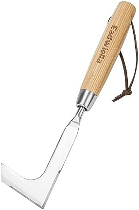 Crack Weeder Crevice Weeding Stainless Steel Lightweight Tool | Razor-Sharp Rust-Resistant L-Shaped Blade, Solid Wood Non-Slip Handle, for Patio Cracks, Driveway Gaps, Walkway Edging