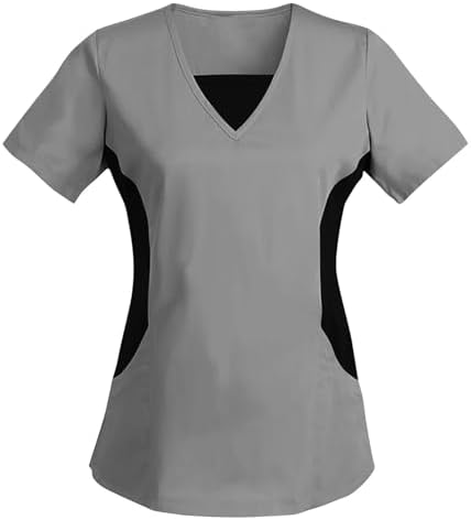 Women's Scrub Top V-Neck Tops, Moisture Wicking and Stretch Breathable Housekeeping Uniforms, Medical Nurse Shirt