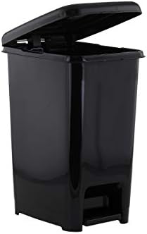 Superio Slim Step On Pedal Plastic Trash Can, Waste Bin for Under Desk, Office, Bedroom, Bathroom, Kitchen (2.5 gal) (Black)