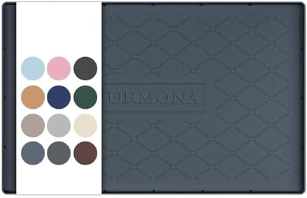 URMONA Under Sink Mat 22 x 14 in, Waterproof Silicone Cabinet Protector | Waterproof, Oil-Resistant, Raised Edge, Cabinet Liner, Shelf Protector, Pet Food Mat, Storage Mat, Easy to Clean, Dark Grey