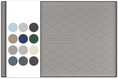 URMONA Under Sink Mat 34 x 19 in, Waterproof Silicone Cabinet Protector | Waterproof, Oil-Resistant, Raised Edge, Cabinet Liner, Shelf Protector, Pet Food Mat, Storage Mat, Easy to Clean, Beige