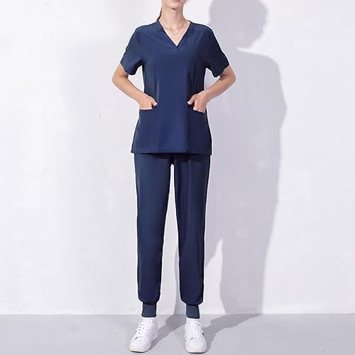 Cleaning Short Sleeve Scrubs for Women Set Stretchy Housekeeping Uniform Nurse Scrub Sets for Woman