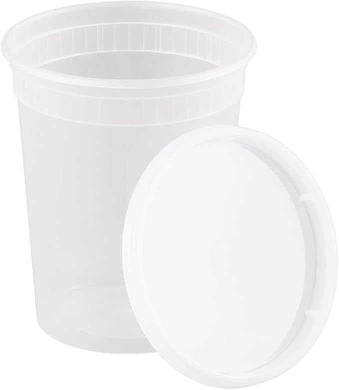32 oz [20-Pack] Microwavable Plastic Deli Food Storage Containers with Lids | BPA Free, leak-resistant, stackable and freezer-safe design helps keep food fresh and secure