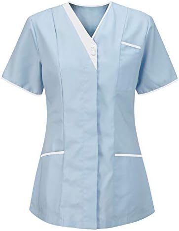Lightweight Nursing Scrubs for Women Housekeeping Uniforms for Women Short Sleeve Scrub Tops Cleaning Uniform