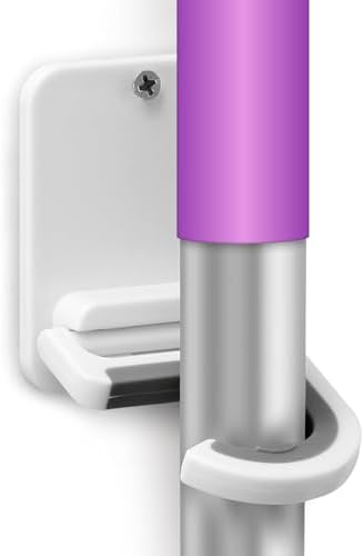 Broom and Mop Holder Wall Mount, Heavy Duty Screw Drilling Gripper Rack Supports up to 10 lb for Kitchen, Laundry Room, Garage, and Garden Storag (4, White)