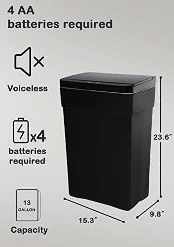 13 Gallon/50 L Kitchen Trash Can with Lid, Garbage Can with Touch-Free Lid, Cute Trash Bin Automatic Bathroom Trash Can, Motion Sensor Waterproof Trash Bin
