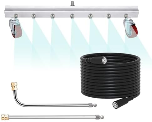 26-inch Water Broom for Pressure Washer, Power Broom Sweeper Surface Cleaner for Concrete Driveway Sidewalk Deck Patio Cleaning, 4000 PSI Pressure Washer Attachment (09640-07967#)