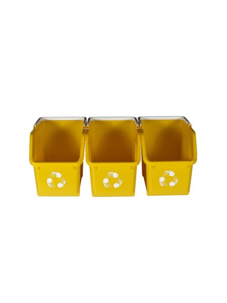 Yellow Recycle Bin 6 Gallon Stackable Recycle Bins for Kitchen with Handle | Kitchen recycling bin with stackable space-saving design maximizes recycling capacity in kitchens, offices, garages & homes