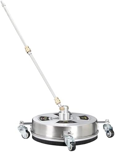 Sun Joe SPX-SC14 Universal 14-Inch Pressure Washer Surface Cleaner with 4 Wheels - Stainless Steel, 1/4" Heavy Duty 4000 Max PSI Quick Connect, for Driveways, Patios, Sidewalks & Decks