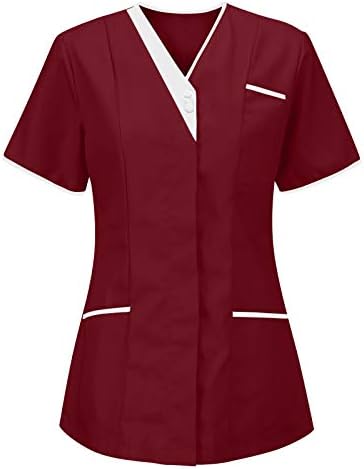 Lightweight Nursing Scrubs for Women Housekeeping Uniforms for Women Short Sleeve Scrub Tops Cleaning Uniform