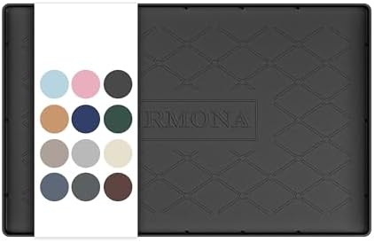 URMONA Under Sink Mat 19 x 12 in, Waterproof Silicone Cabinet Protector | Waterproof, Oil-Resistant, Raised Edge, Cabinet Liner, Shelf Protector, Pet Food Mat, Storage Mat, Easy to Clean, Black
