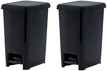 Superio Slim Trash Can with Foot Pedal – 10.5 Gallon Step-On Trash Can with Lid, Large Plastic Garbage Can, Trashcan for Bathroom, Kitchen, Office, Bedroom, Dorm Room, Patio, – Black, 2