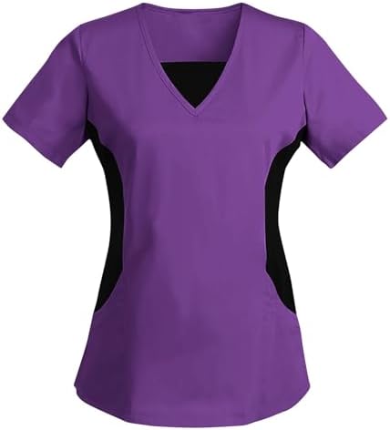 Women's Scrub Top V-Neck Tops, Moisture Wicking and Stretch Breathable Housekeeping Uniforms, Medical Nurse Shirt