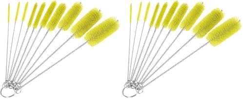 CiaraQ Bottle Cleaning Brushes, 8 Inch Nylon Tube Brush Set, Cleaner for Narrow Neck Bottles Cups with Hook, Set of 10pcs. (Pack of 2)
