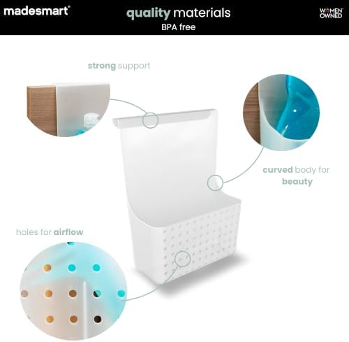 madesmart Over Door Cabinet Organizer, Frost | open bin, space saving, cleaners pantry items, under sink supplies, woman owned