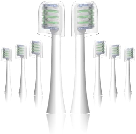 Replacement Heads Fit Colgate Hum Electric Toothbrush,White 8Pcs | Also for 360 and Total,Soft,Ultrathin Bristles,Floss-like Clean,End-rounded DuPont Bristles,Individually Sealed and Packaged