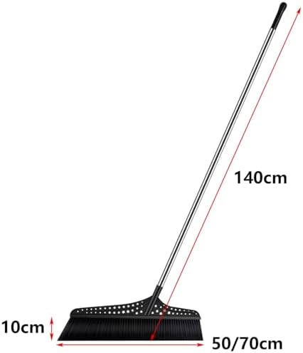 Commercial Broom with Hard Bristles, Wide Push Broom for Large Spaces, Outdoor Broom for Garages Yards Outdoor(Black,70cm)