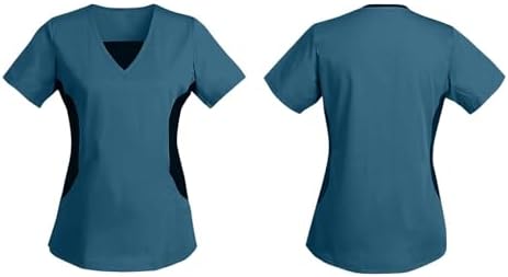 Women's Scrub Top V-Neck Tops, Moisture Wicking and Stretch Breathable Housekeeping Uniforms, Medical Nurse Shirt