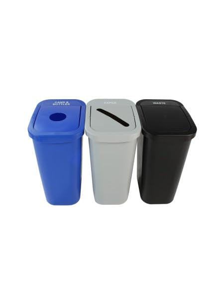 City Box Recycling Plastic Trash Can with Lid for Office | Available 7 & 10 Gallon Sizes, Durable Plastic Construction, Secure Lid, Lightweight Design Indoor Recycling bin for kitchen