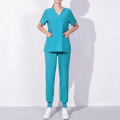 Cleaning Short Sleeve Scrubs for Women Set Stretchy Housekeeping Uniform Nurse Scrub Sets for Woman