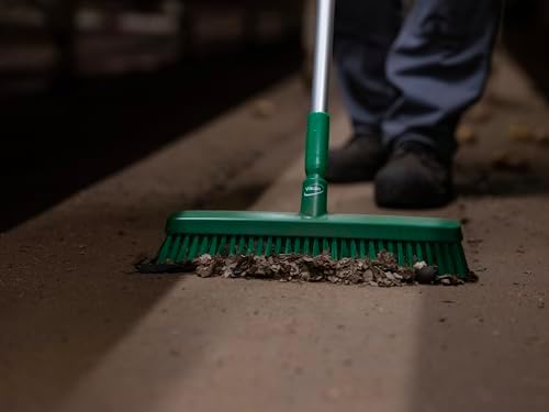 Vikan 31756 16" Heavy-Duty Push Broom, Soft/Stiff, Yellow