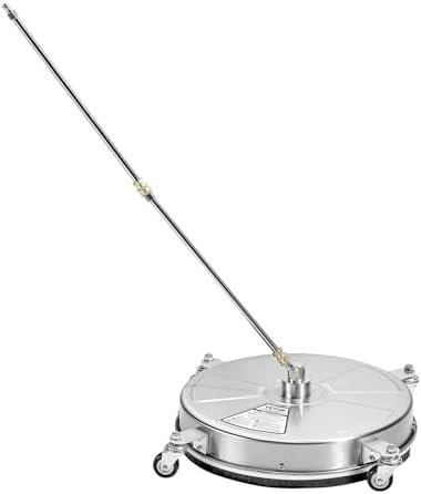 VEVOR 18 Inch Pressure Washer Surface Cleaner, 4000 PSI Stainless Steel Attachment with 4 Wheels, 2 Nozzles, 1/4 Inch Quick Connect and 2 Wands for Concrete, Patio, Deck