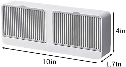 [Dual-Room] Dust-Proof Soap Holder for Shower Wall, Adhesive Wall-Mounted Bar Soap Dish, No-Drill Plastic Soap Saver with Drain, xicveiuz White-Grey