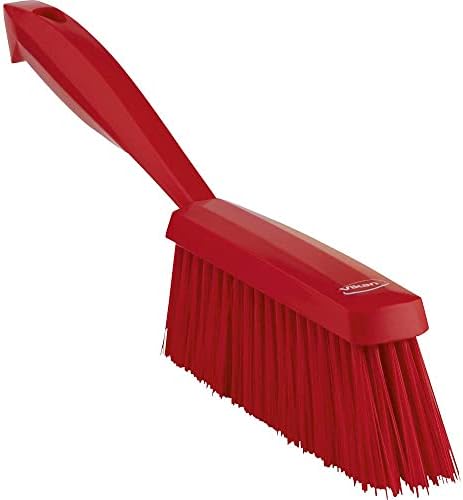 Vikan 45894 Bench Cleaning Brush, Polypropylene/Polyester Medium Bristle Dustpan Brush & Sweeper, 14 Inch, Red