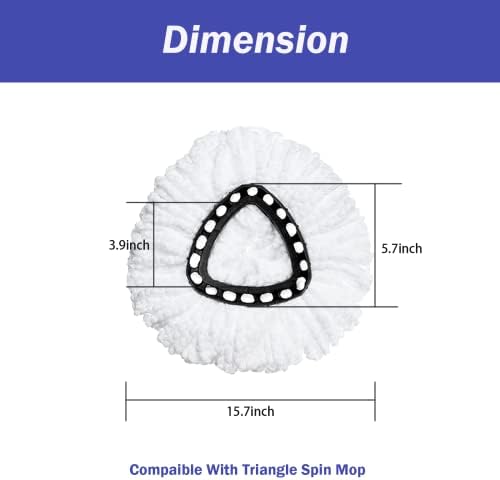 Spin Mop Replacement Head 3 Pack Mop Refill Compatible with Ocedar Triangle Swivel Mops Microfiber Swivel Mop Refill,Deep Clean,Machine Washable and Easy to Replace